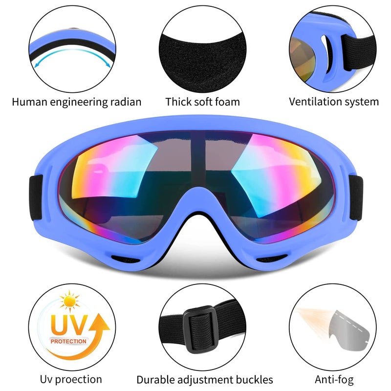 COOLOO Ski Goggles, 2 Pack Snow Goggles Snowboard Goggles for Men Women Kids - UV Protection Foam Anti-Scratch Dustproof - Image 2